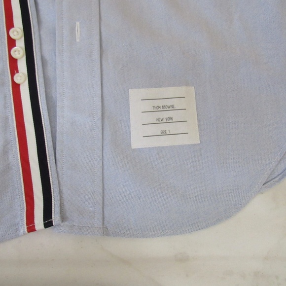 Thom Browne Men's Classic Blue Oxford Shirt Grosgrain TB00 S - Picture 12 of 15